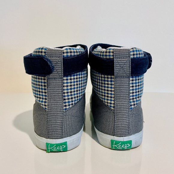 Keep Grey Houndstooth & Blue Check Canvas High-top Vegan Unisex Sneakers M 8.5 - Picture 5 of 16